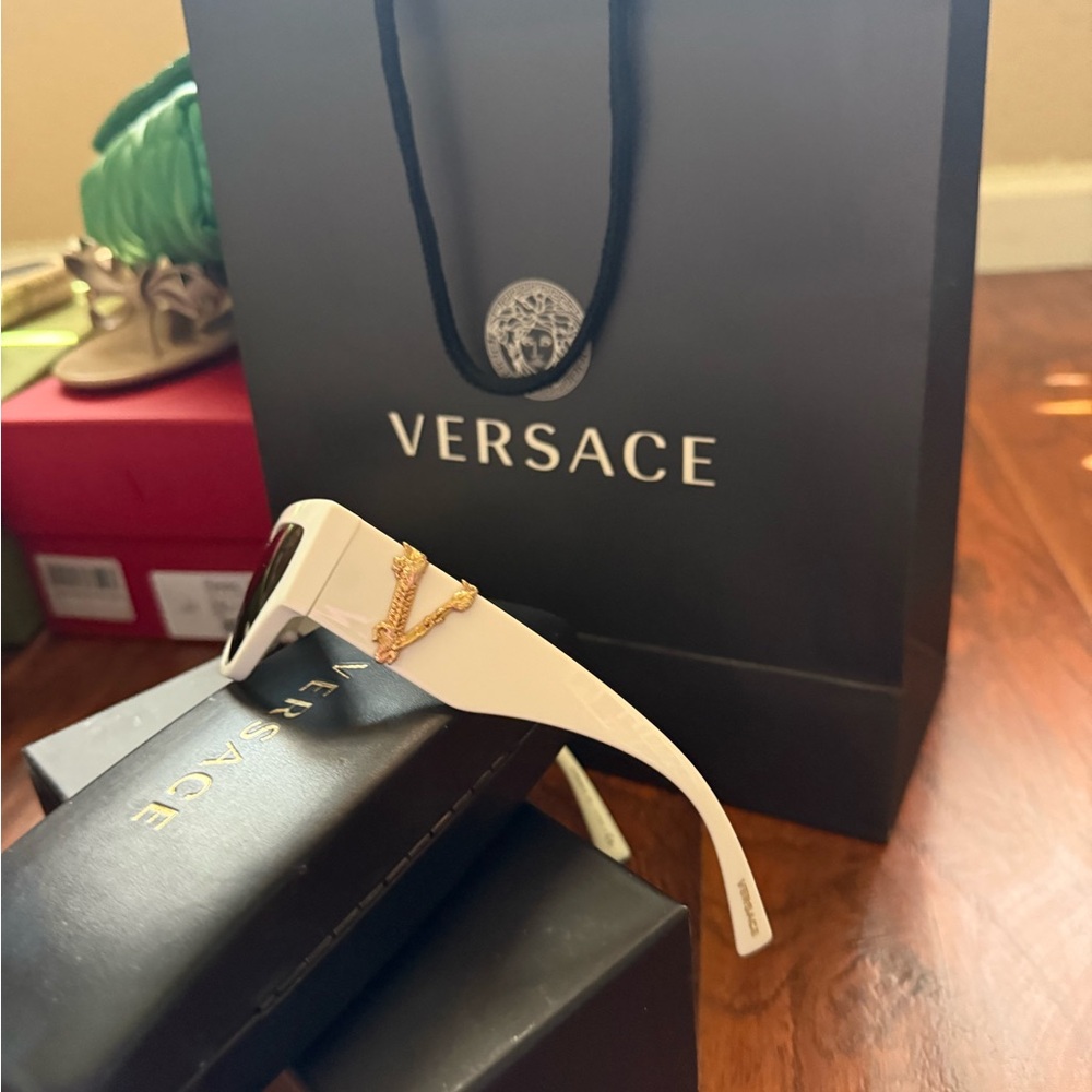 Versace Ivory Sunglasses with Gold Detail